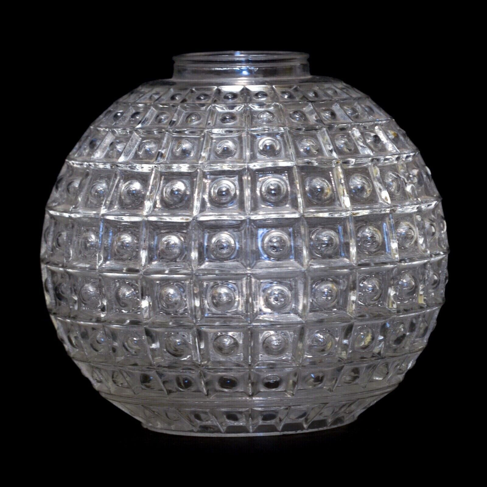 Ceiling or Lamp Shade Globe Hanging Light Round Textured Clear Glass Vintage 5.5