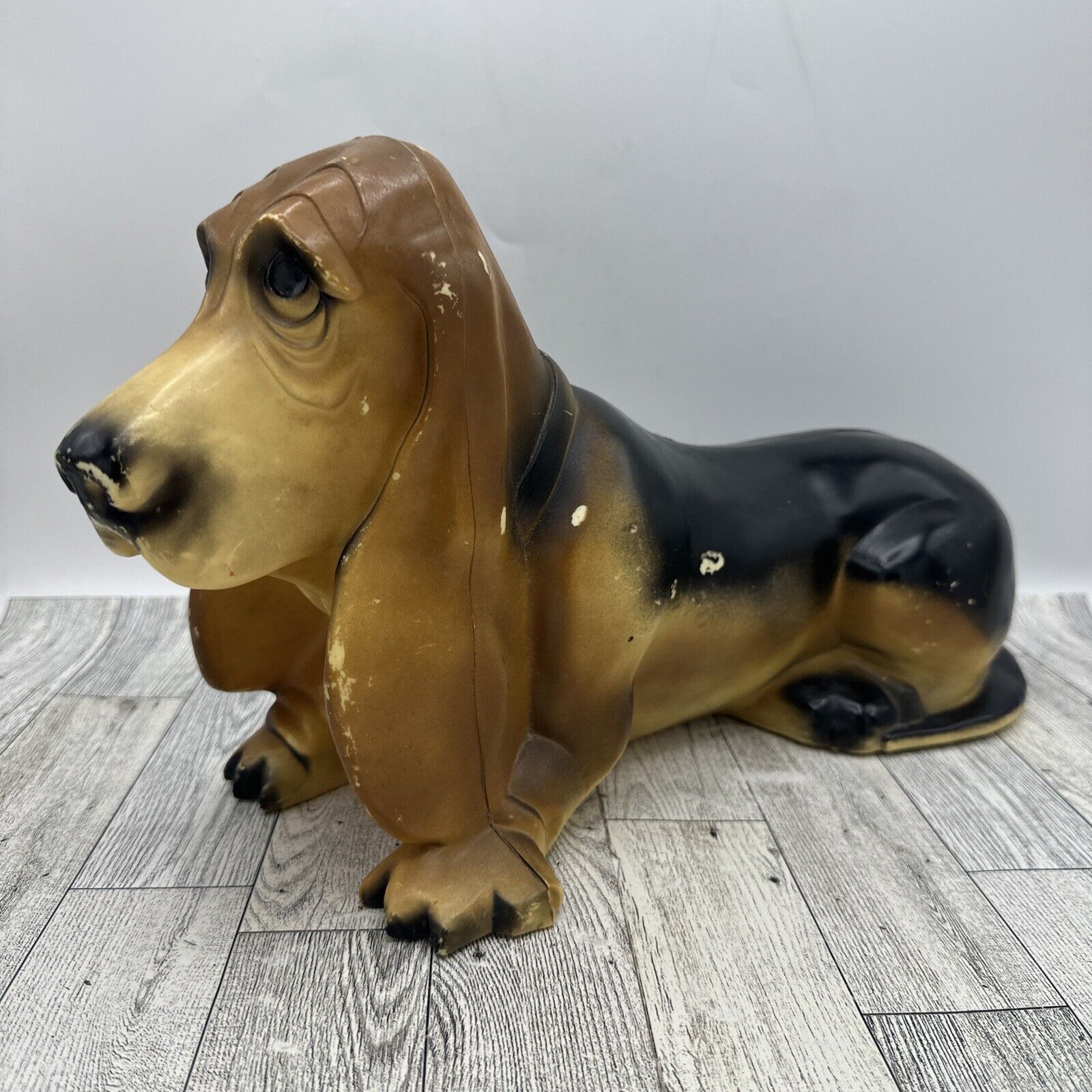 Vintage 1960s 15” BASSET HOUND Dog BLOW MOLD by Union Products Toy Plastic Art