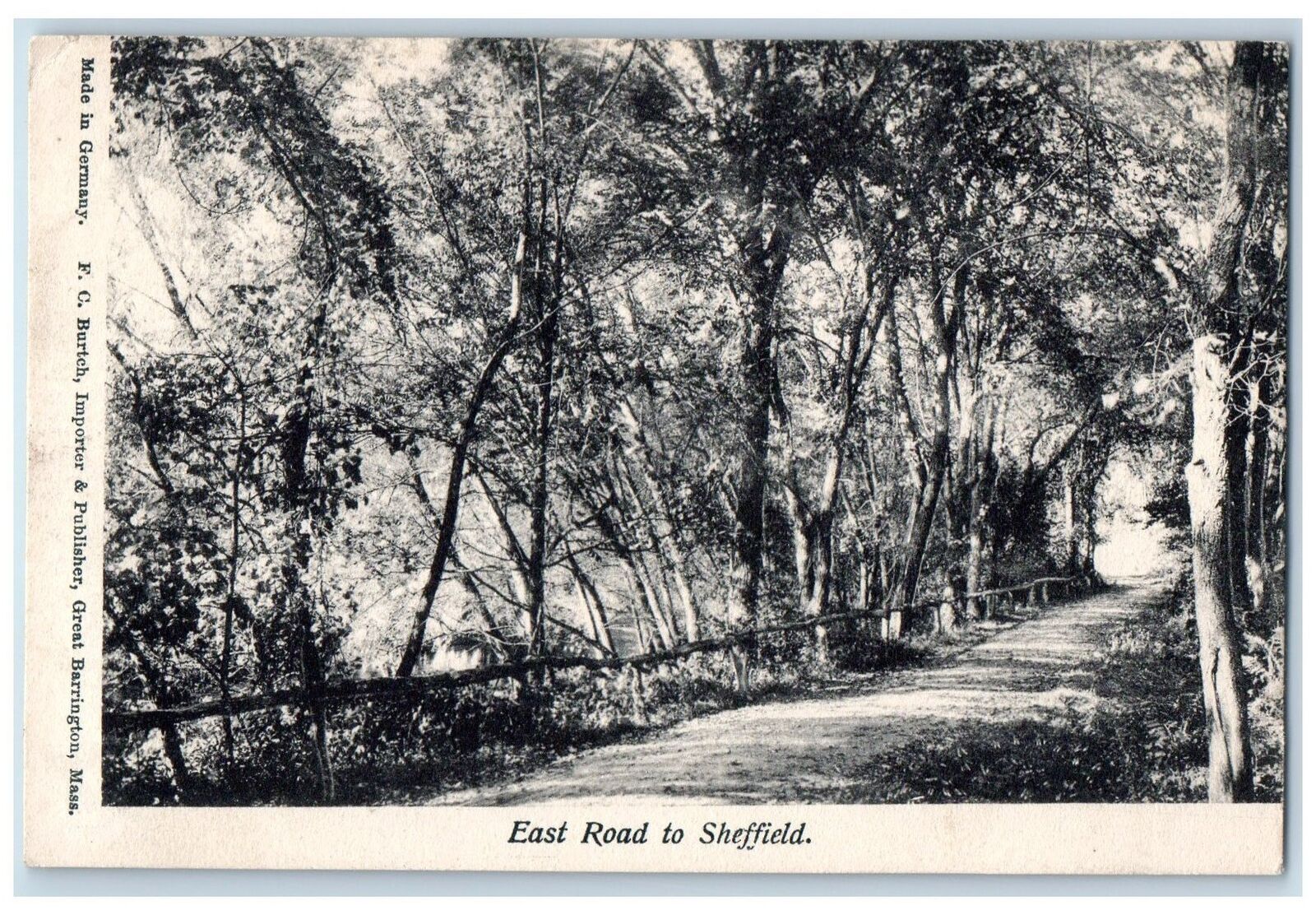 c1920's East Road Scene Sheffield Massachusetts MA Unposted Vintage Postcard