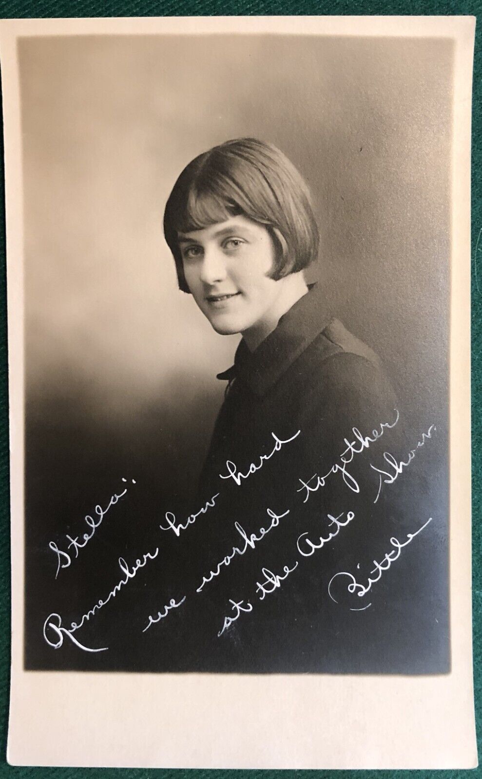 Antique School Portrait Post Card 1920s, VITAVA, Young Woman, Signed