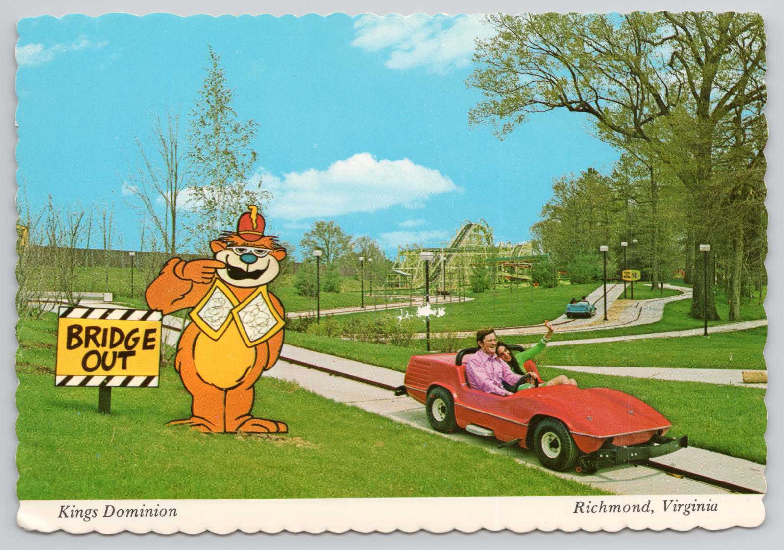 Richmond VA Kings Domain Amusement Park Continental Chrome Vintage Postcard