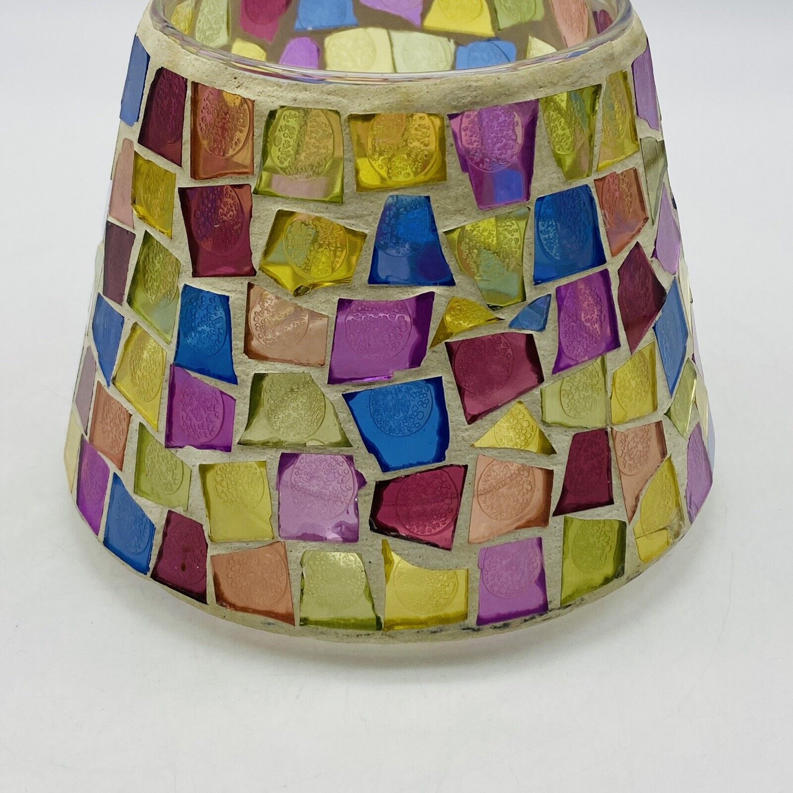 VINTAGE MULTI-COLOR MOSAIC GLASS LAMP SHADE