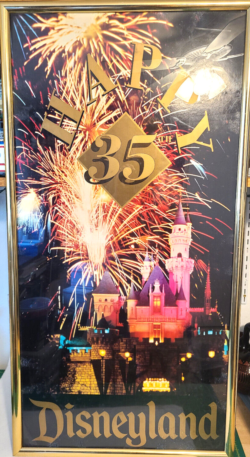 Original Vintage 1990 Disneyland USA 35th Anniversary Poster Fireworks 18x36
