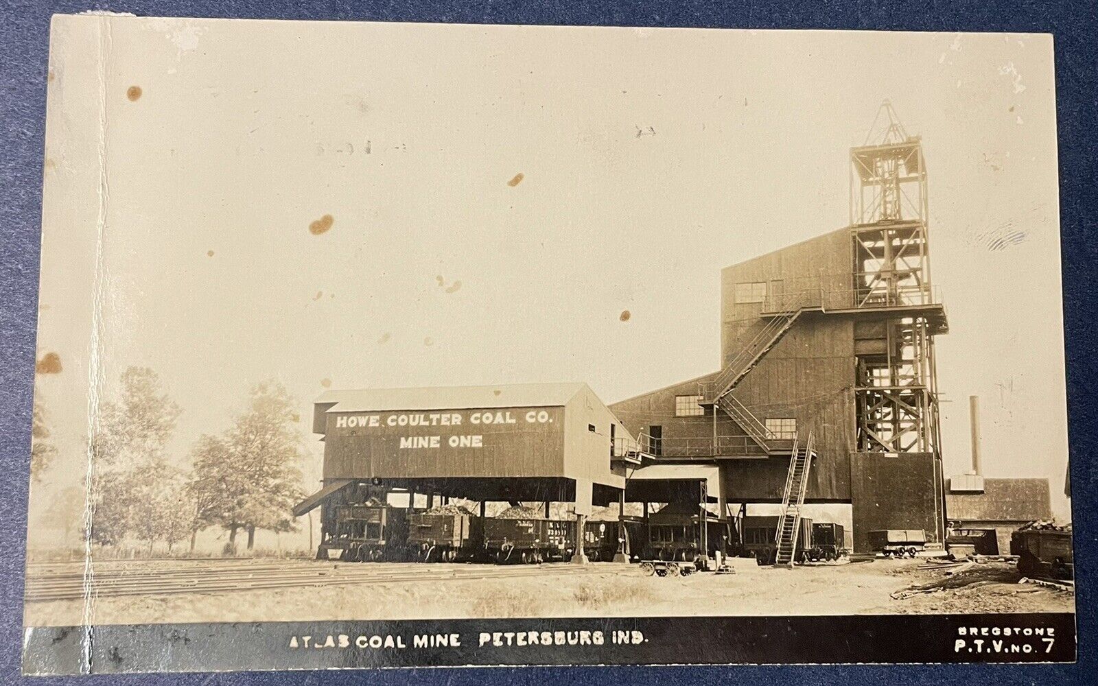 Rare 1924 RPPC Postcard Atlas Coal Mine Howe Coulter Coal Co Petersburg IN
