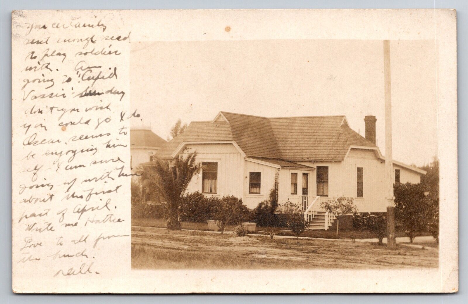 House in National City California Sent to Carlsbad c1908 Real Photo RPPC