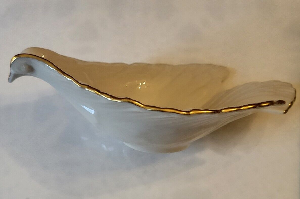 Vtg Mint w/Tags Lenox USA Ivory Porcelain 24K Gold Trim Dove Shaped Trinket Dish