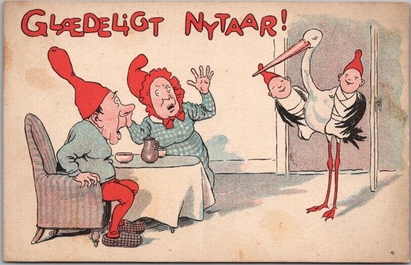 c1910s Danish Denmark HAPPY NEW YEAR Postcard 