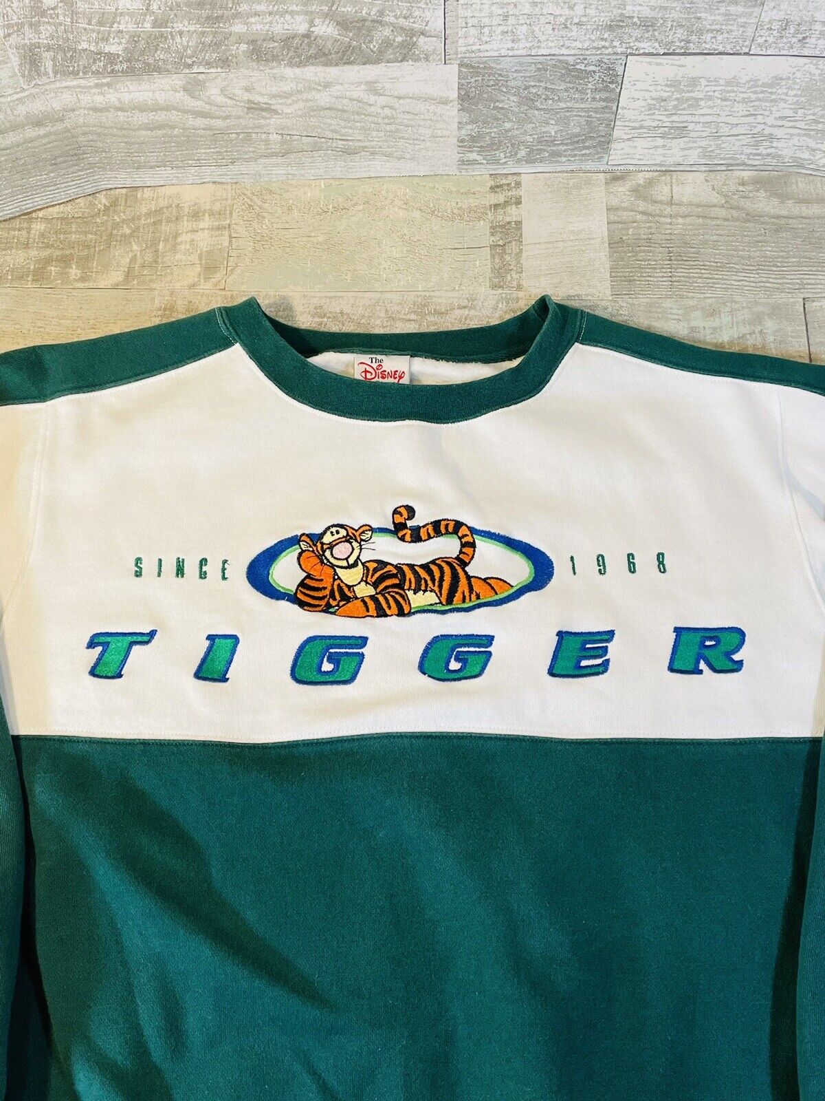 Vintage 90s Tigger Green Crewneck Disney Store Sweatshirt Est 1968 Adult Large