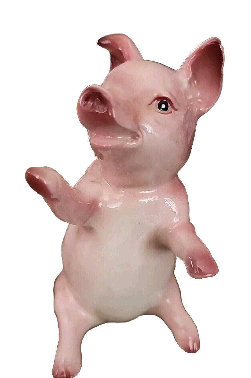 Vintage Pink Ceramic Pig Figurine Hollow With Hole On Bottom