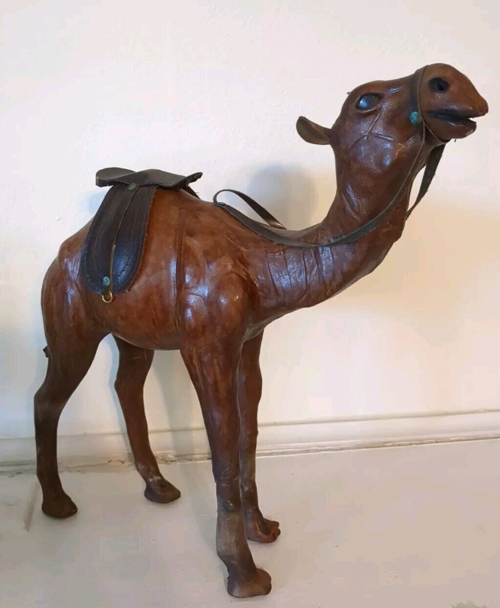 Large Vintage Leather Camel Figure