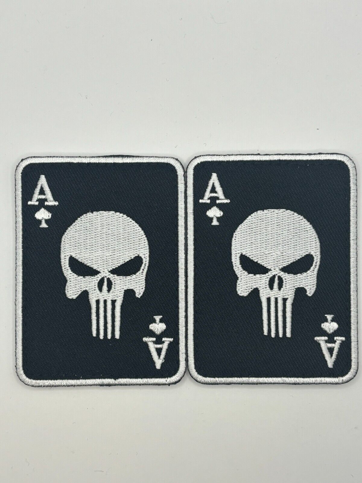 2 PIECE ACE OF SPADES DEATH CARD VIETNAM MILITARY EMBROIDERED Hook PATCH
