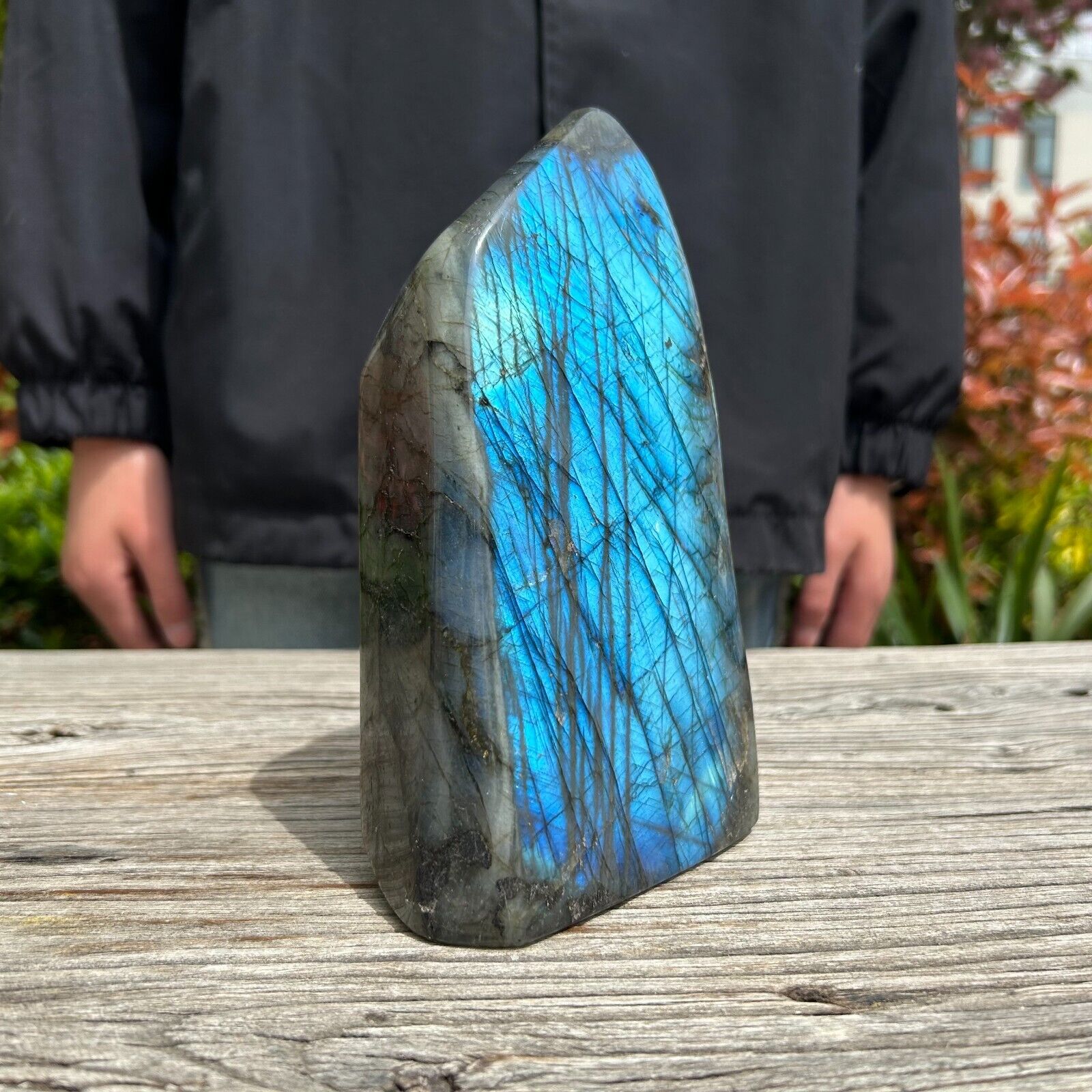 4.8LB 7.2''Natural Blue Flash Labradorite Quartz Crystal Ornament Healing Decor