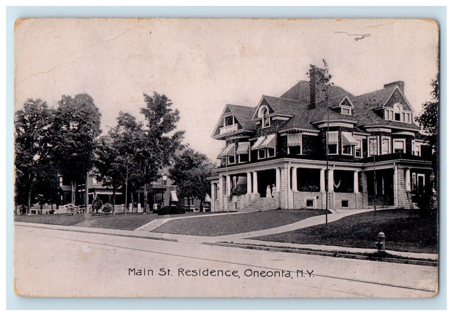 1909 View Of Main Street Residence Oneonta New York NY Posted Antique Postcard