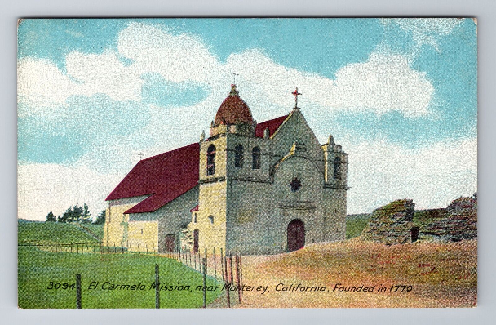 Monterey CA-California, El Carmelo Mission, Vintage Souvenir Postcard