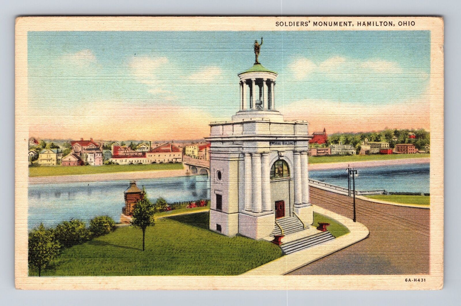 Hamilton OH-Ohio, Soldiers' Monument, Antique Vintage Souvenir Postcard