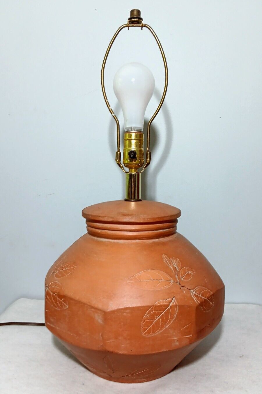 Vintage Mid Century Impruneta Italy Terracotta Table Lamp Signed