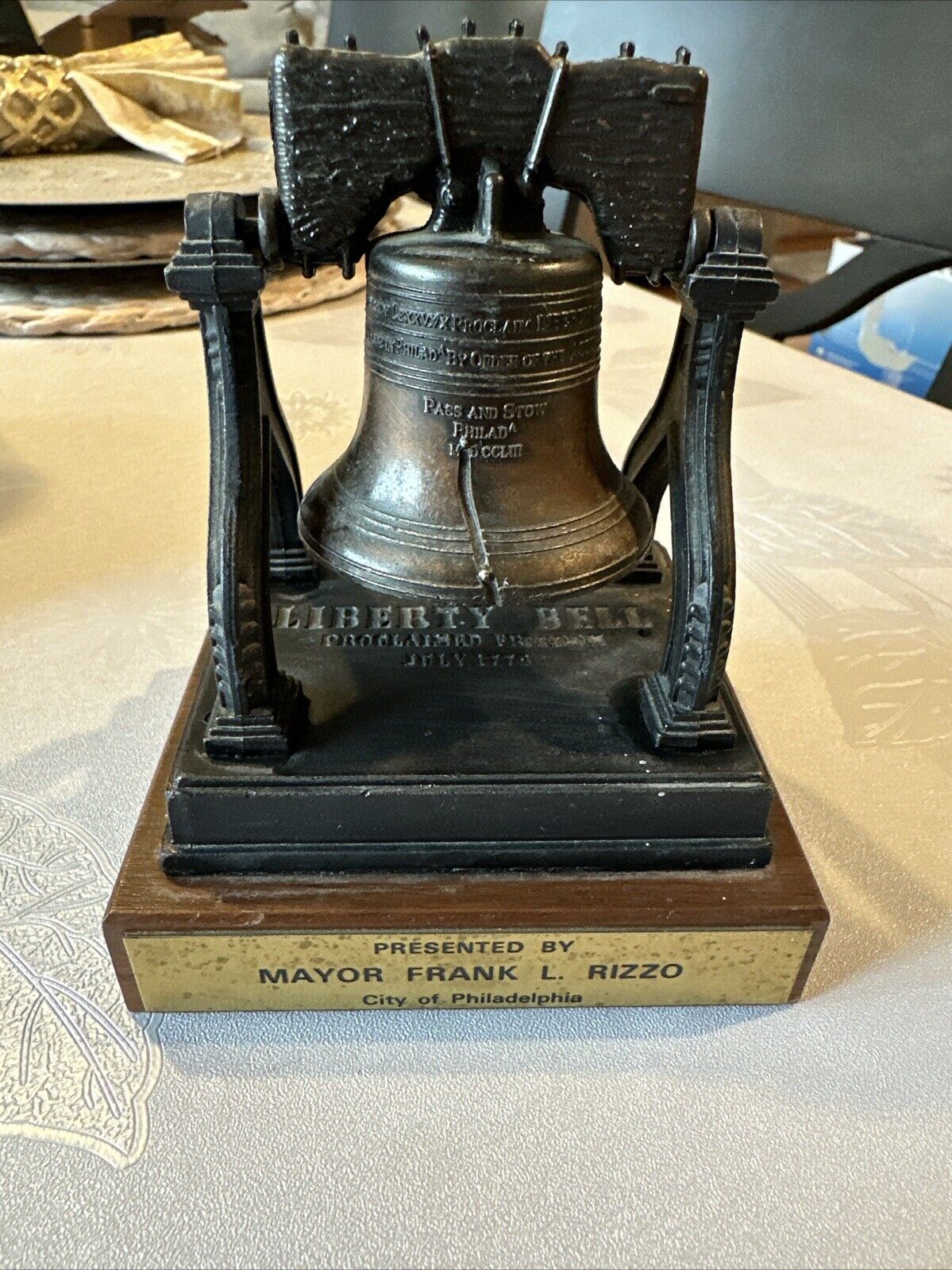 Mayor Frank Rizzo Philadelphia Liberty Bell Presentation Piece 1970’s Brass