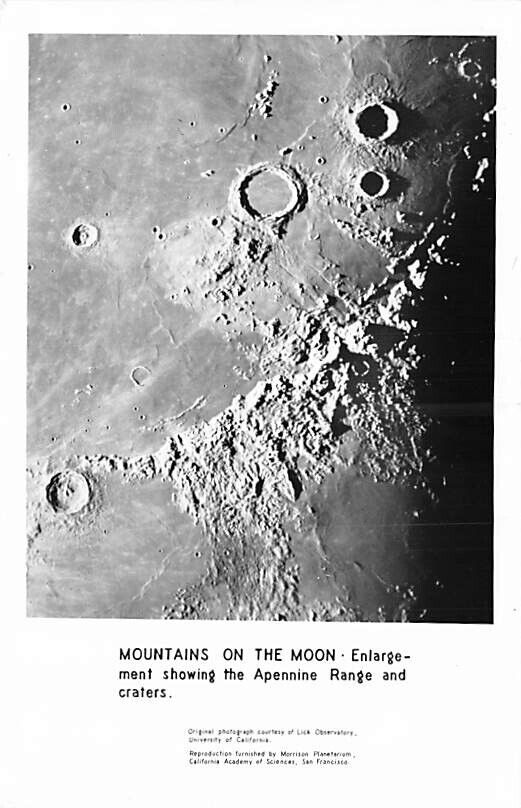 Postcard Astronomy: RPPC Mountains on the Moon, from Lick Observatory