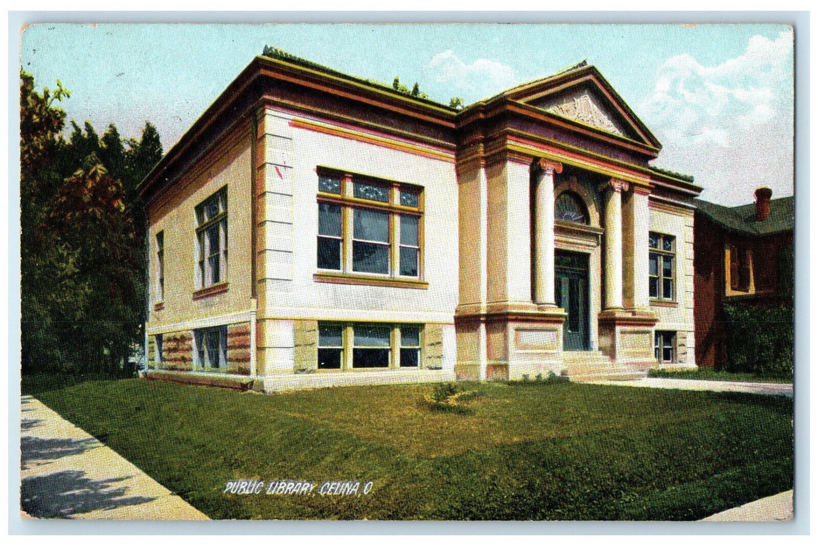 c1950's Entrance to Public Library Celina Ohio OH Vintage Posted Postcard