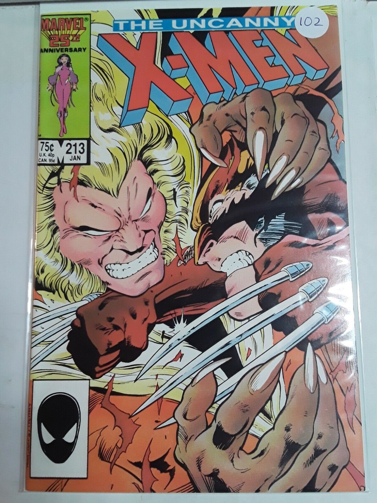 Uncanny X-Men #213 Sabertooth vs. Wolverine Psylocke Joins X-Men Marvel 1987