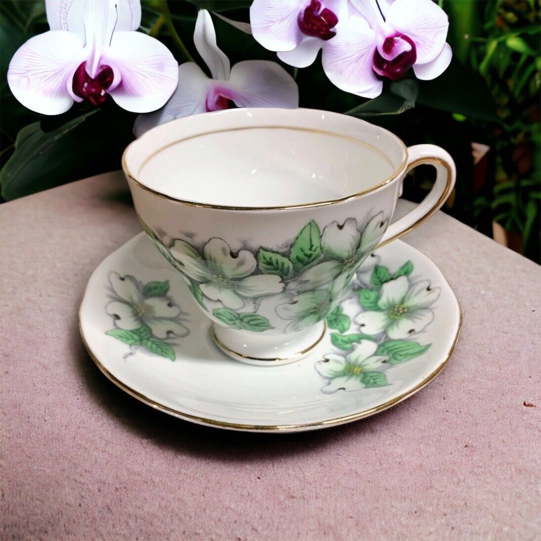 Vintage Jonroth Fine Bone China Tea Cup and Saucer American Dogwood Salisbury
