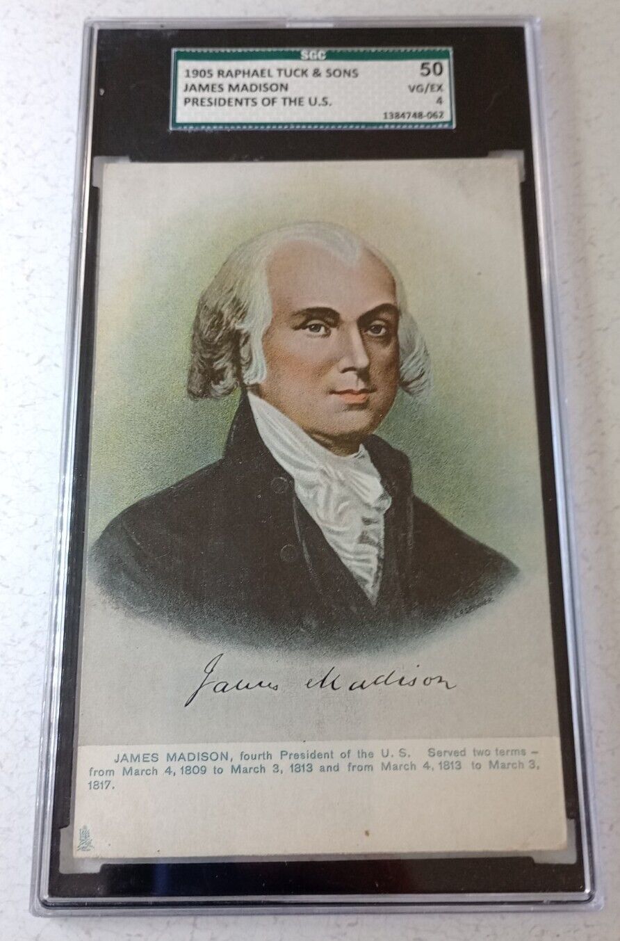 James Madison 1905 Raphael Tuck & Sons Postcard Graded SGC 4 Rare Low POP