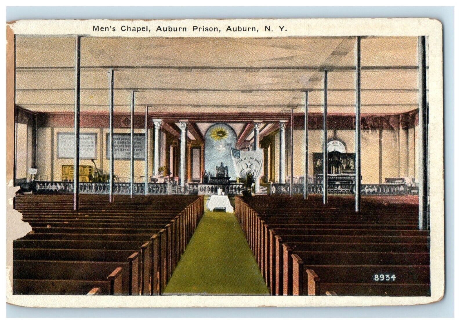 c1910\'s Men\'s Chapel Interior Auburn New York NY Unposted Antique Postcard