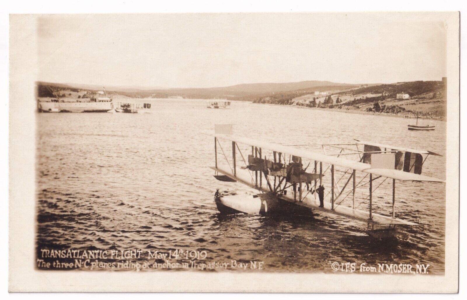 Post Card RPPC Transatlantic Flight May 14th 1919 at anchor Trepassey Bay