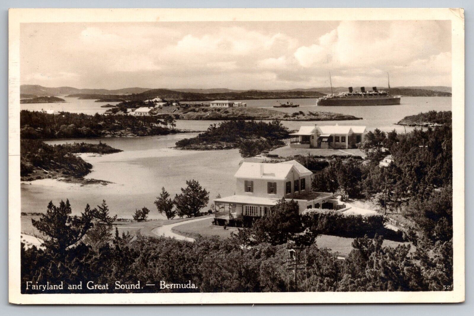 1936 Fairyland and Great Sound. Bermuda Vintage Postcard