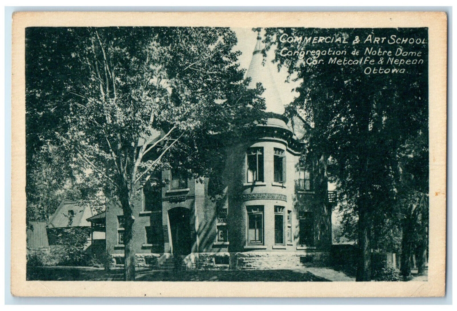 c1930's Commercial & Art School Congregation de Notre Dame Ottawa Postcard