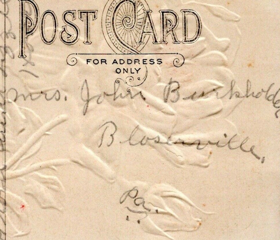 Bloserville Pennsylvania JOHN BURKHOLDER Postcard 1907 QP