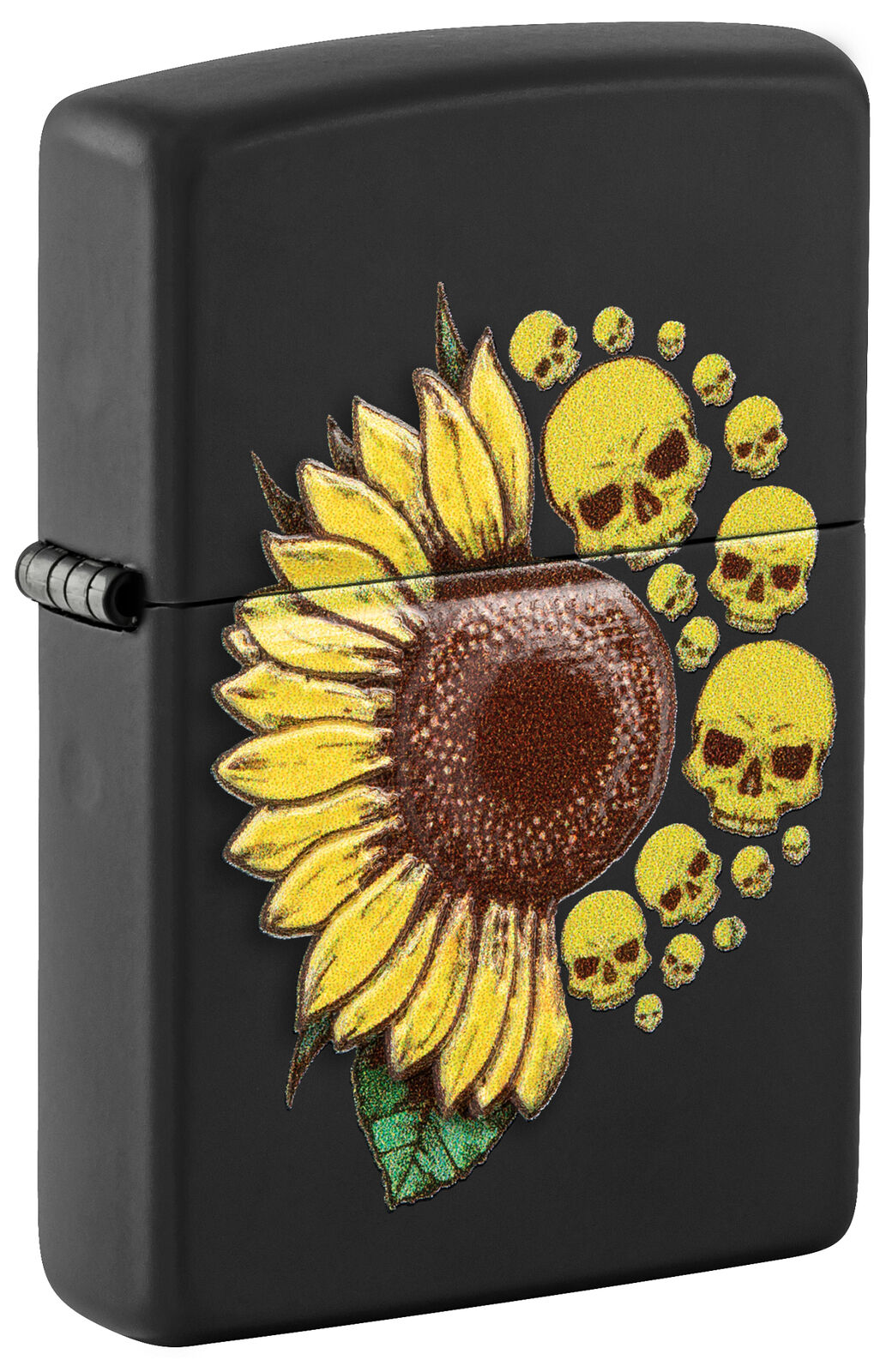 Zippo Sunflower Design Texture Print Black Matte Windproof Lighter, 218-093629