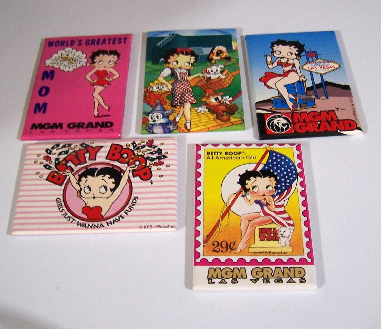 Betty Boop MGM Grand lot of 5 magnets MUST SEE