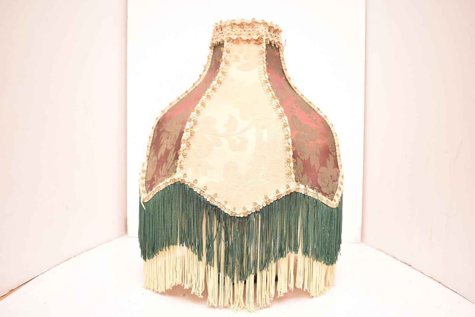 Antique Victorian French Lamp Shade Art Nouveau W Fringe embroidered Vintage}