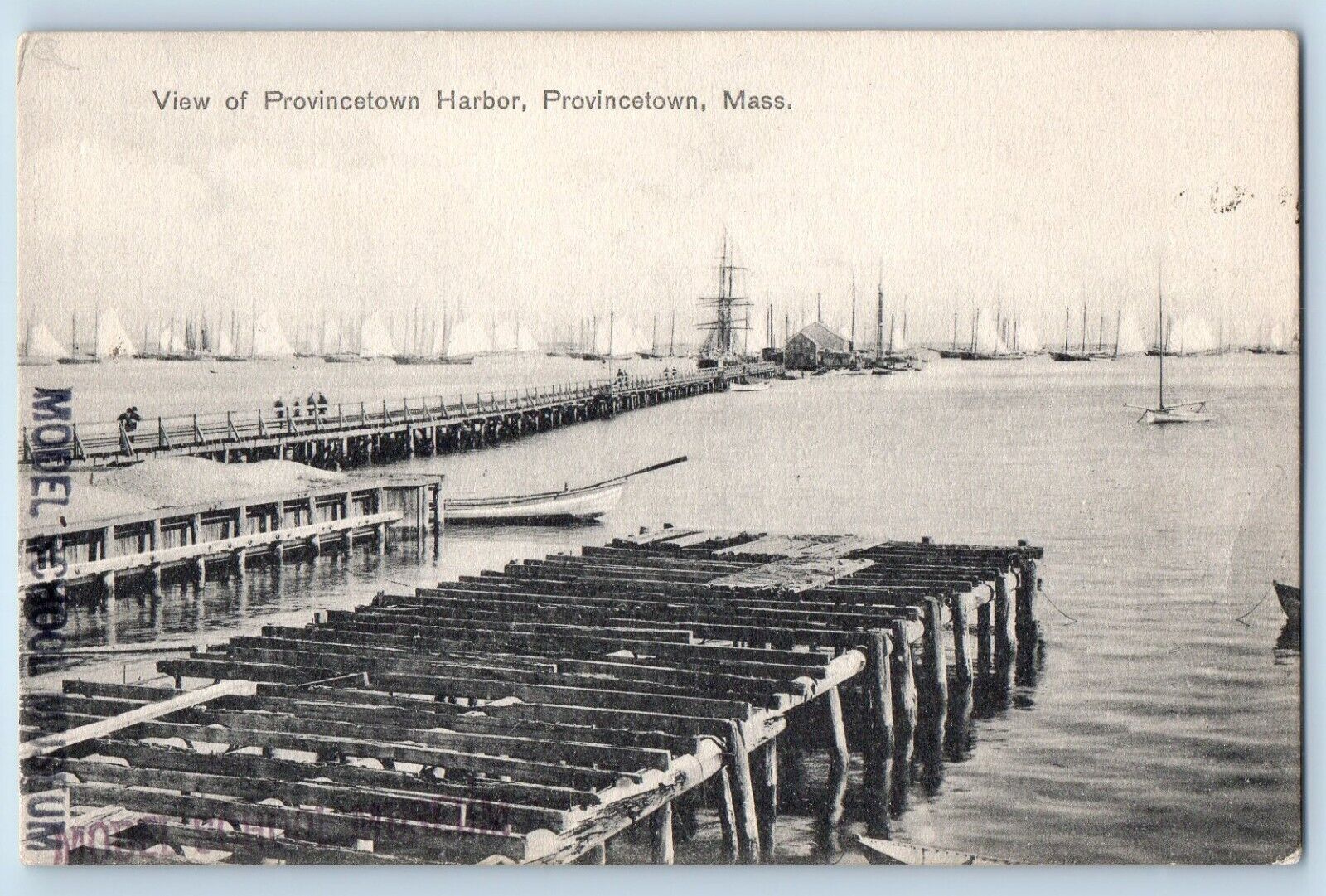 Massachusetts MA Postcard View Of Provincetown Harbor Pier Boat 1918 Antique