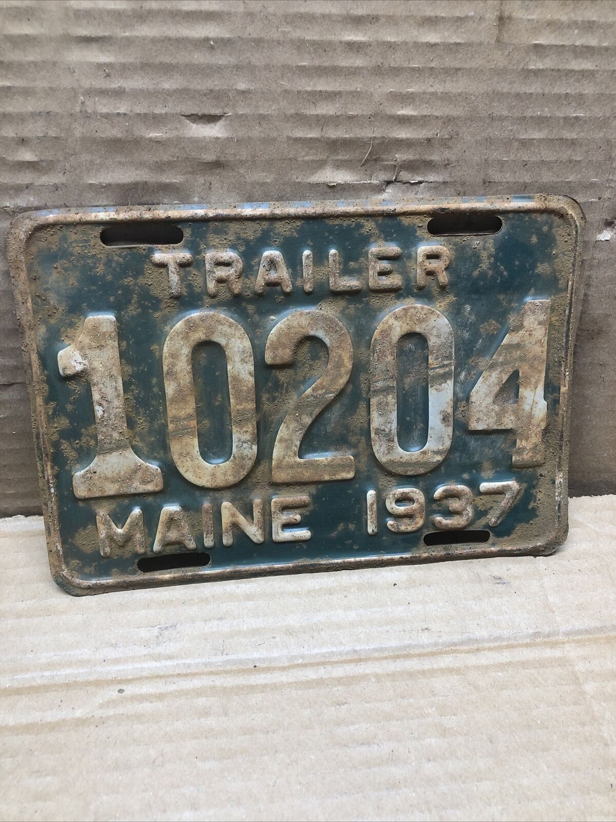 1937 Maine  Trailer license plate Hot Rod Patina 10204