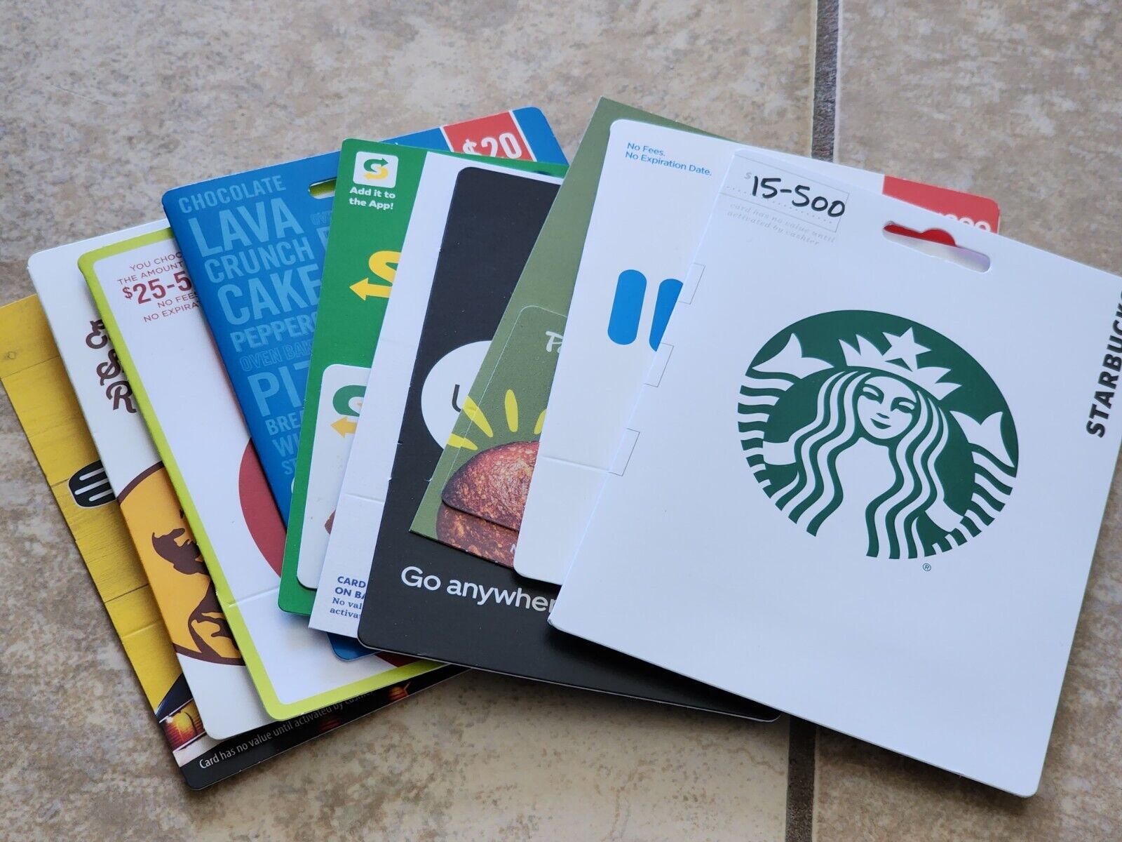 NOT ACTIVATED/NO BALANCE starbucks ihop uber food physical gift card lot of 10