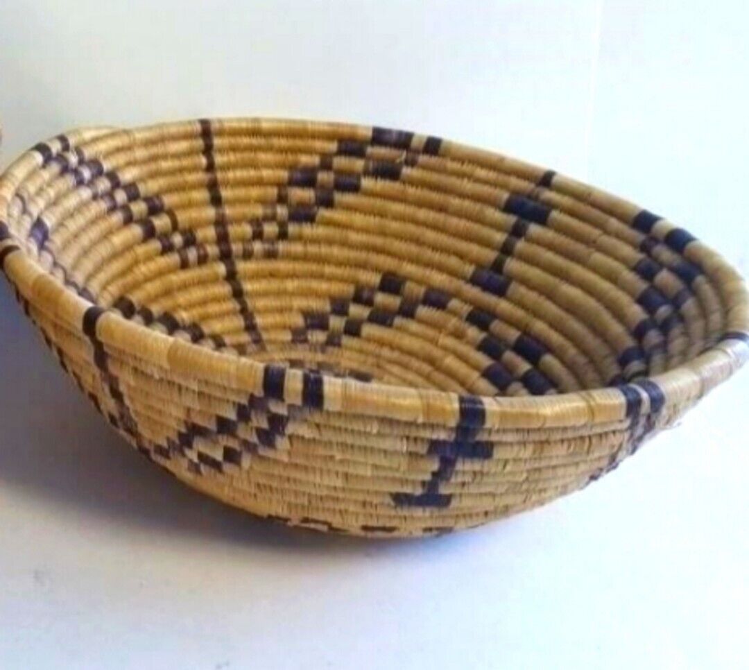 Vintage Native American Coil Indian Basket Bowl 9.5W x 4.5H 