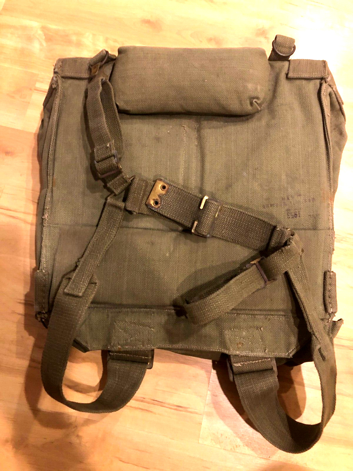 Vintage 1953 British Army  Backpack Rucksack Canvas Military Bag Heavy Duty