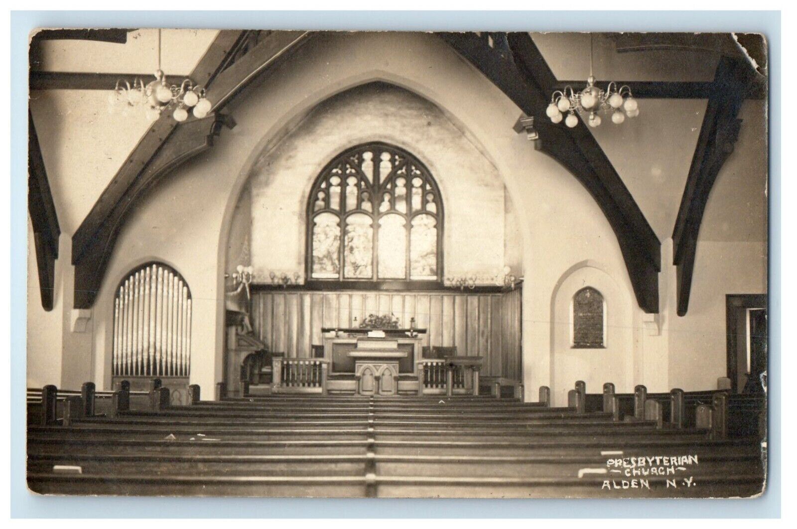 c1910's Presbyterian Church Alden New York NY RPPC Photo Posted Antique Postcard