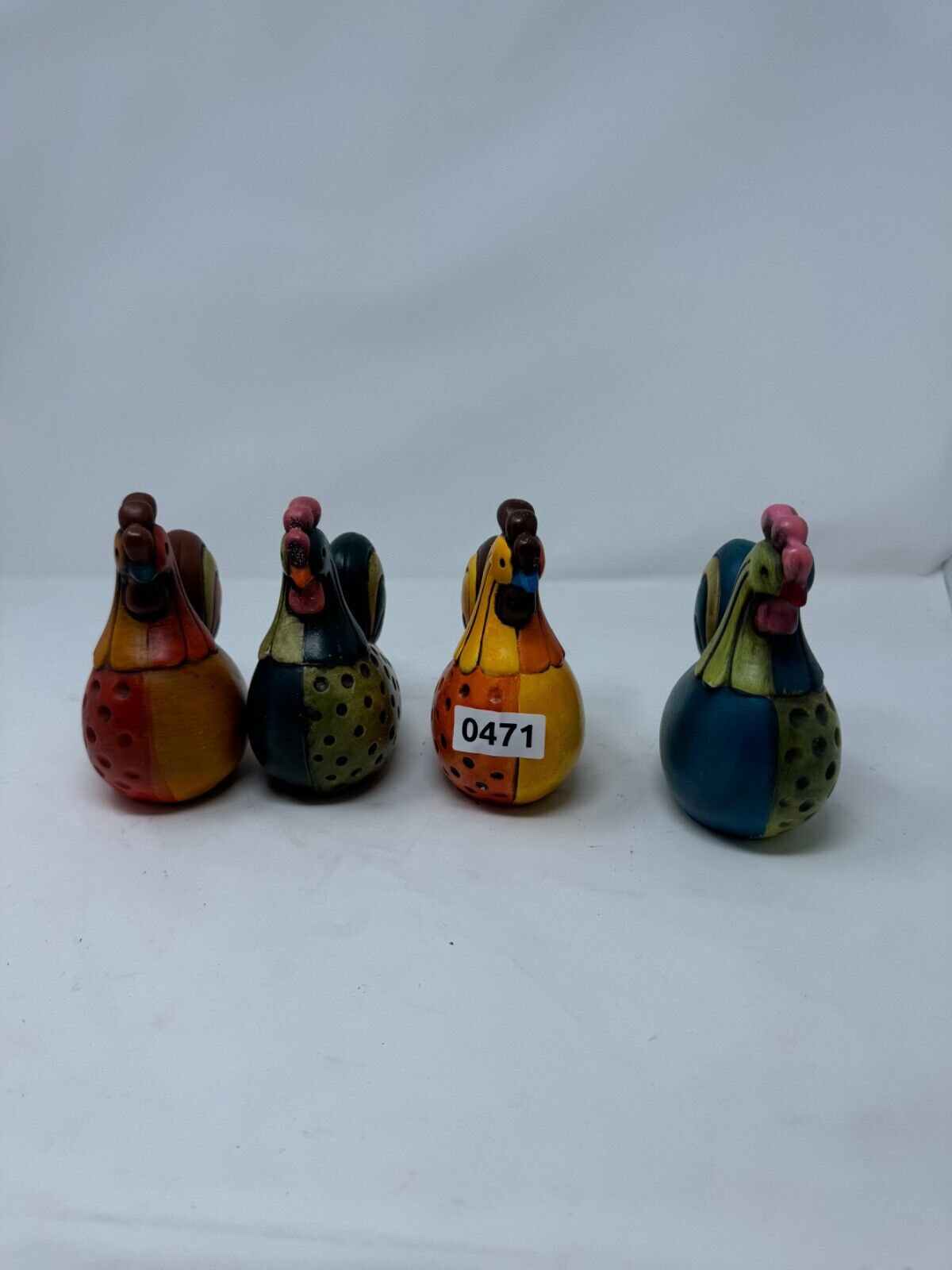Vintage Ardco Painted Ceramic Rooster Figurines Rustic Farmhouse Decor Set Of 4