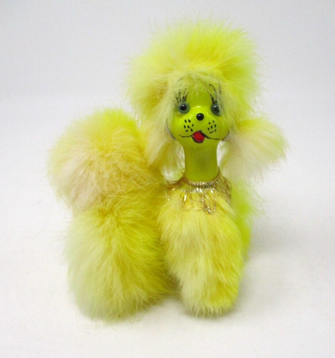 Vintage Anthropomorphic Poodle Figurine Ceramic Fur Yellow Napcoware Japan MCM