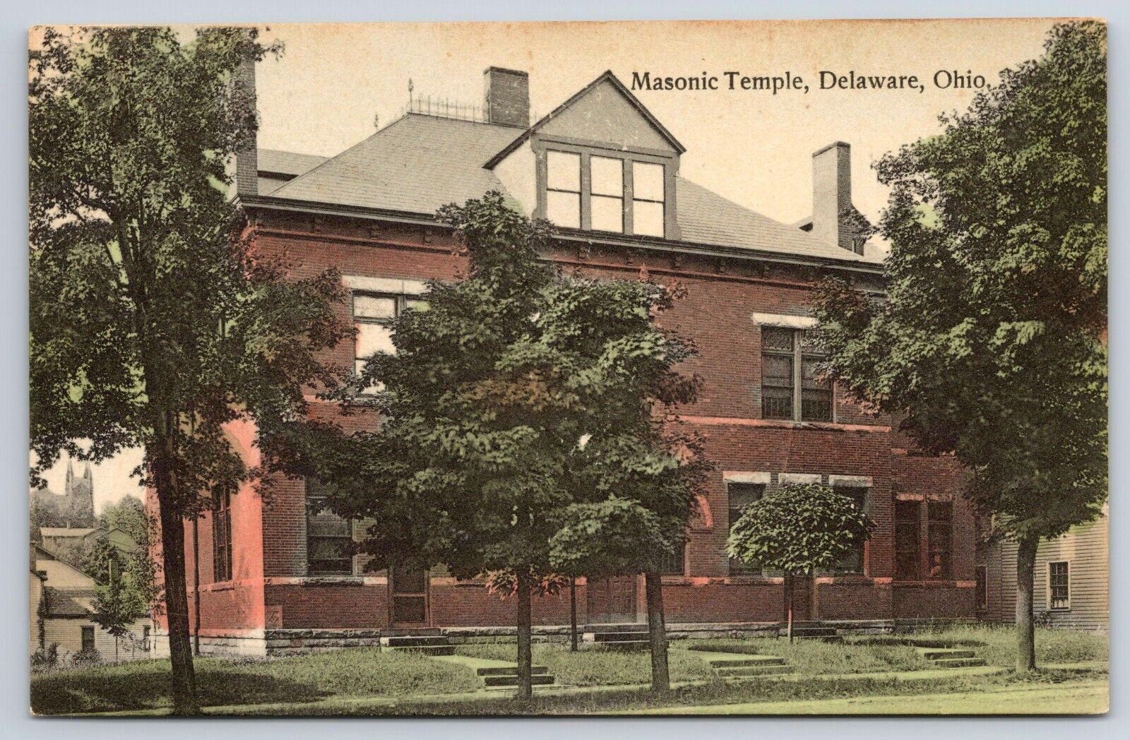 Masonic Temple Delaware Ohio Vintage Postcard