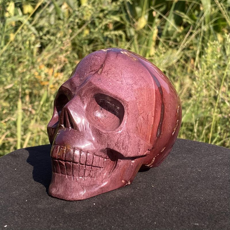 2.37LB Natural Mookaite Quartz Skull Carved Crystal Healing Model Skull Gift