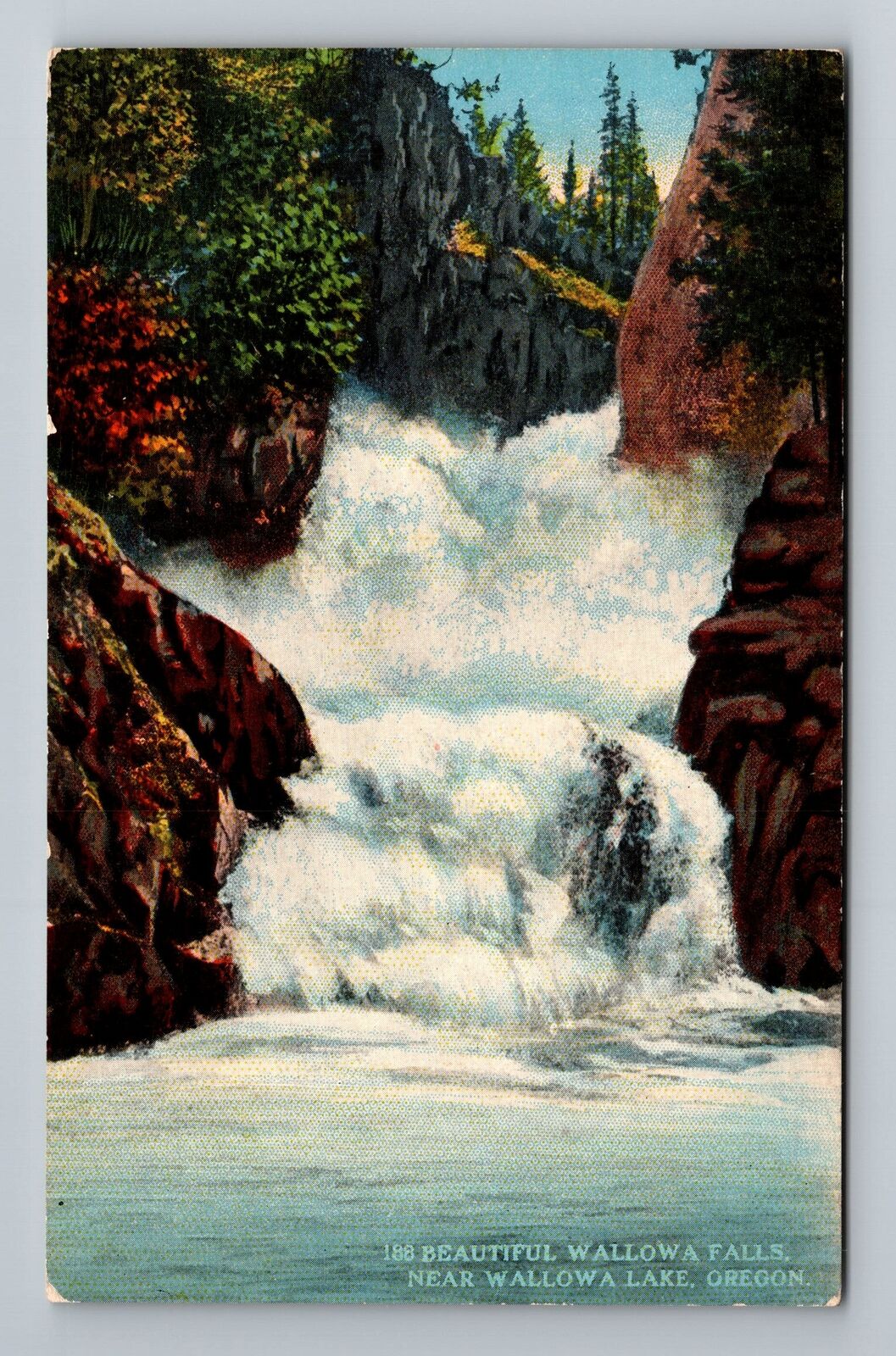 Wallowa Lake OR-Oregon, Wallowa Falls Vintage Souvenir Postcard