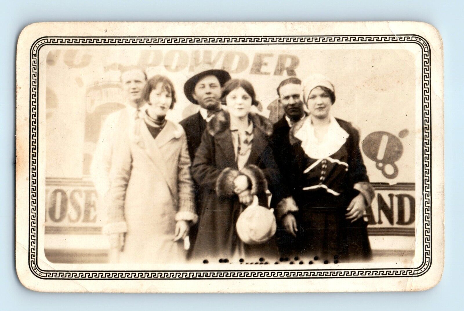 Calumet Vintage Photo 1930s Fashions 3 couples standing infront of Large Advert
