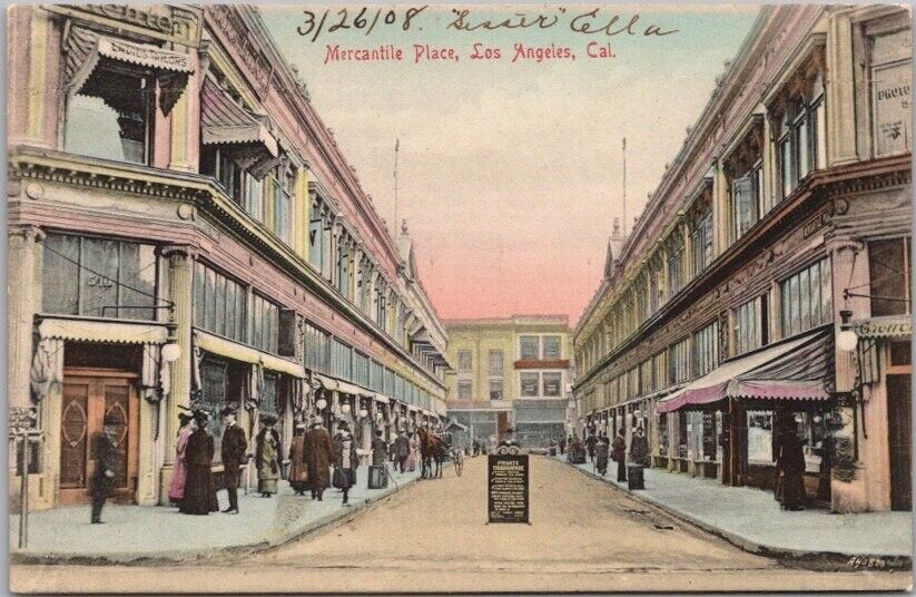 1908 LOS ANGELES Hand-Colored Postcard \