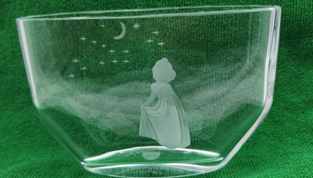 Orrefors Wish to the Moon Crystal Vase by Swedish Edvin Ohrstrom Engraved Signed