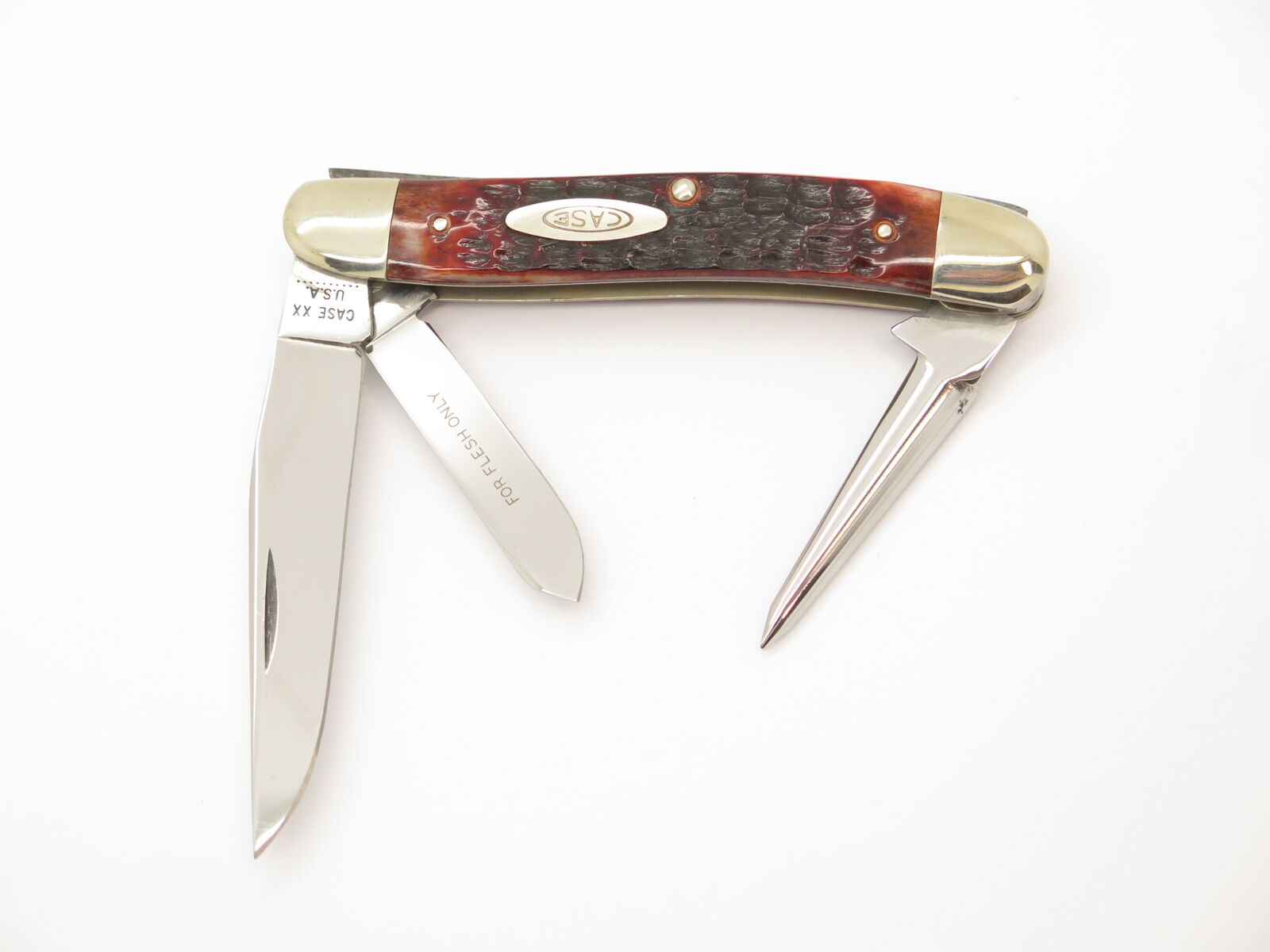 Vintage 10 Dot 1970 Case XX 6318PU Jigged Handle Stockman Folding Pocket Knife