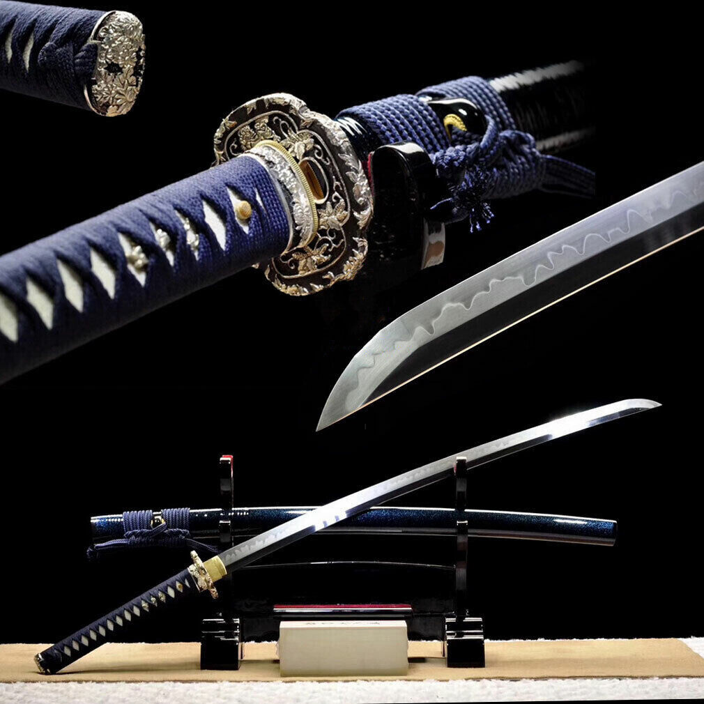 Handmade Japanese Samurai Katana Sword Battle Ready Clay Tempered L6 Steel Sharp